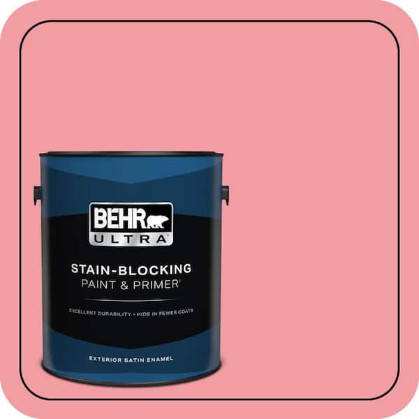 BEHR ULTRA 1 gal. #140B-4 Island Coral Satin Enamel Exterior Paint & Primer