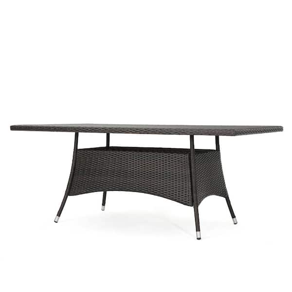 Noble House Rectangular Faux Rattan Outdoor Patio Dining Table