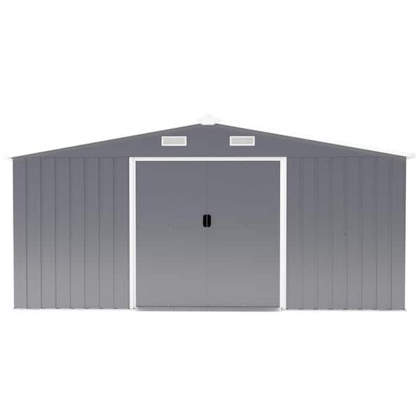 10 ft. W x 12 ft. D Dark Gray Metal Outdoor Storage Shed with 2 Windows and vents(110 sq. ft. )