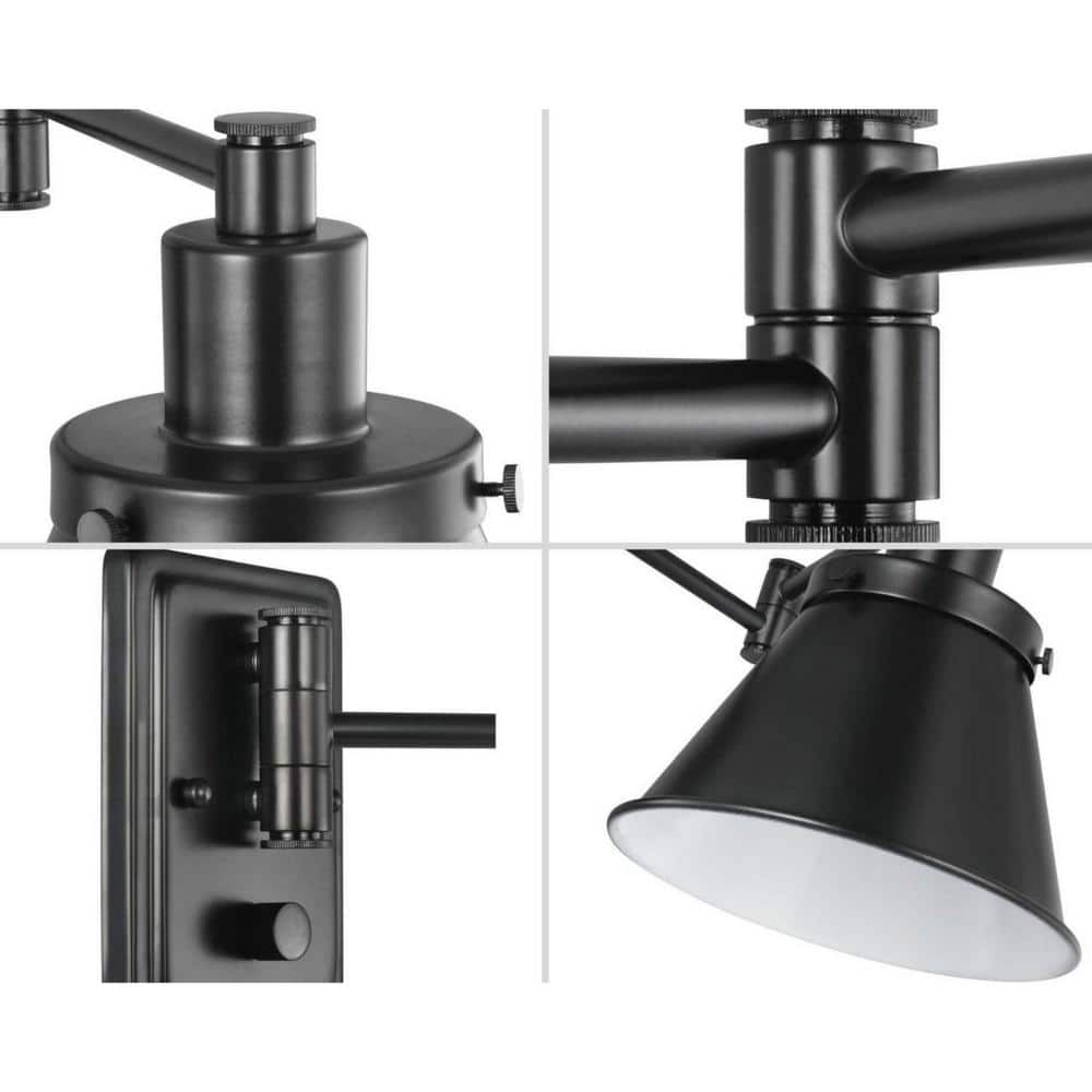 Black Steel Adjustable Swing Arm Wall Sconce