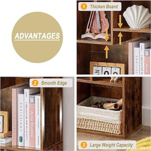 Simple Home 4-Tier Adjustable 31.3 in. Tall Wooden Shelf Bookcase, Brown 42.2 in. H