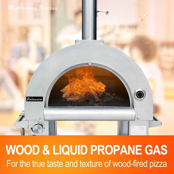 Kalamera Gas and Wood Outdoor Pizza Oven in Stainless Steel Free