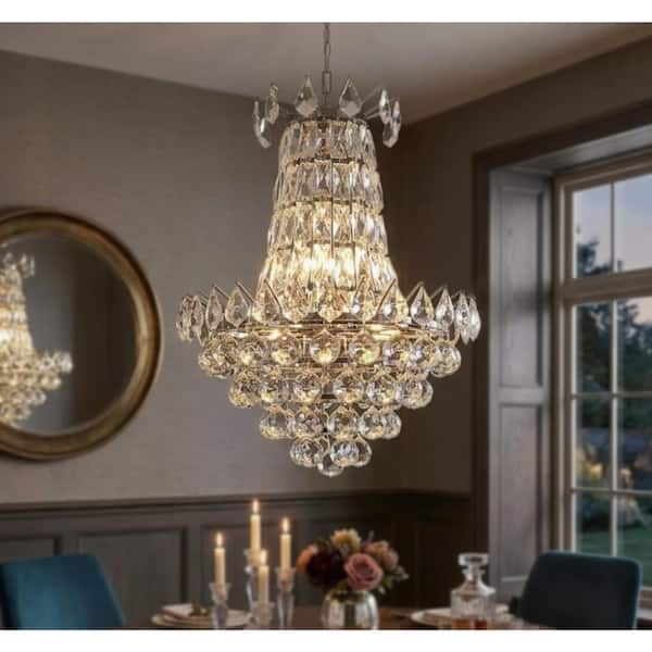 21.6 in. Dimmable Modern Crystal Chandelier with 6 Lights, Chrome Finish