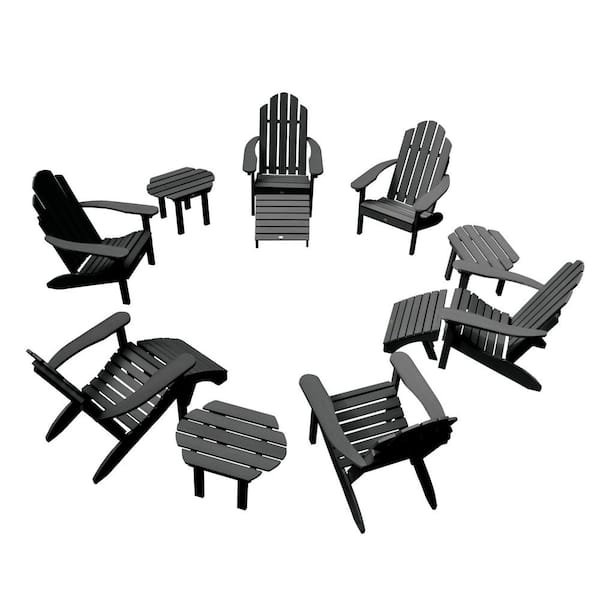Highwood Classic Wesport Black 12-Piece Recycled Plastic Patio Fire Pit Seating Set