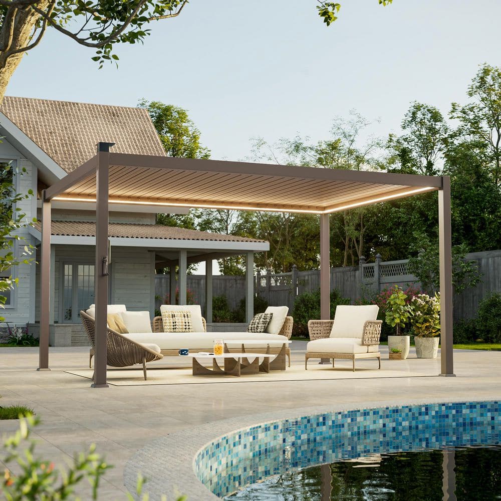 JOYESERY 10 ft. x 13 ft. Modern Steel Pergola with Adjustable