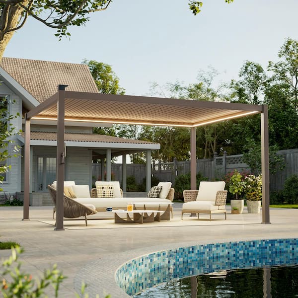 JOYESERY 10 ft. x 13 ft. Modern Steel Pergola with Adjustable