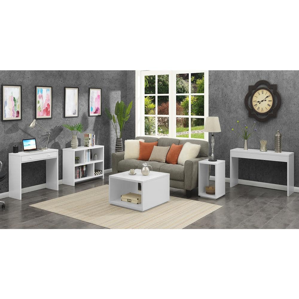 Sleek White 36" Contemporary Desk with Drawer