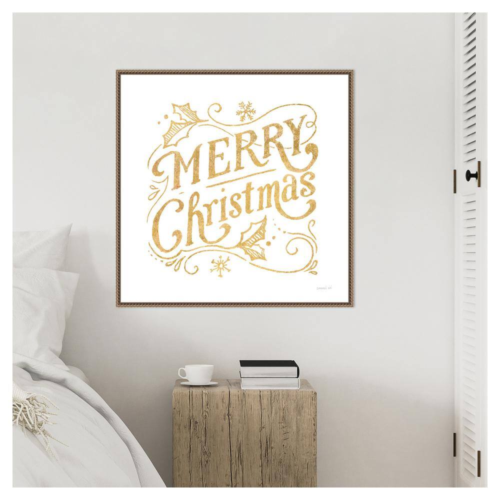 30" White and Bright Christmas IV Canvas Print with Bronze Frame