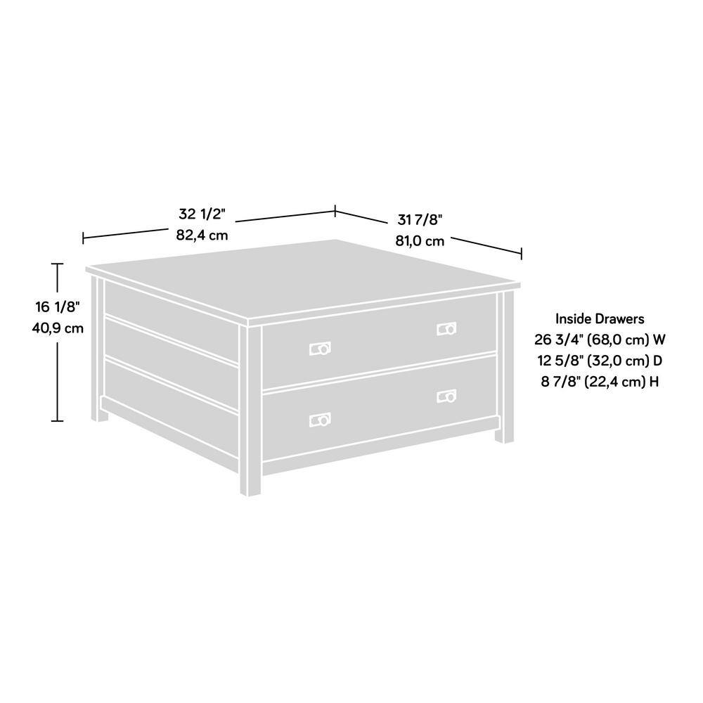 Mystic Oak Square Storage Coffee Table with Drawers