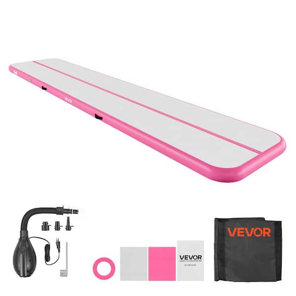 16.4 ft. Inflatable Gymnastics Air Mat 4 in. Thick 54.12 sq. ft. Tumble Track Exercise Mat for Beach/Gym/Yoga, Pink
