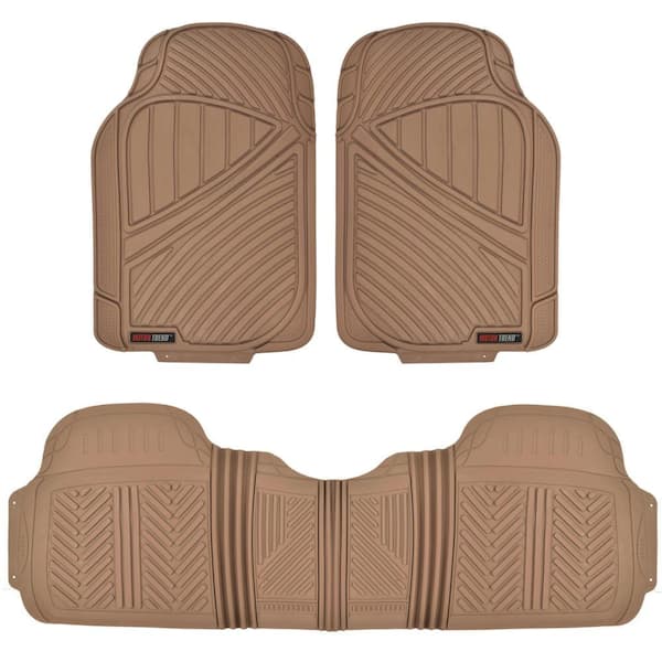 Motor Trend FlexTough MT-773 Beige Heavy Duty 3 Piece All Weather Rubber Car Floor Mats
