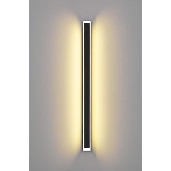 37 in. 1-Light Matte Black LED Outdoor Wall Light,Modern Integrated Waterproof Wall Lantern Sconce for Garden