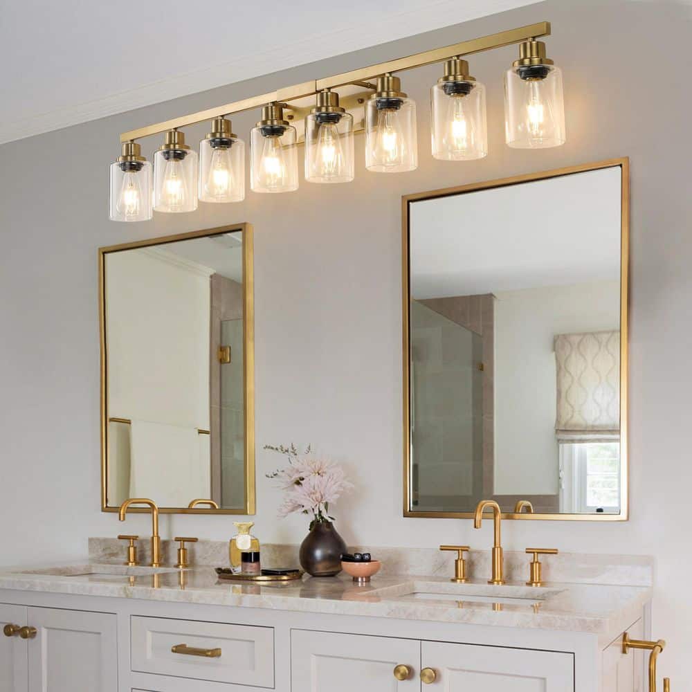 51.2 in. 8 Light Gold Vanity Light with Clear Glass Shade price history on PriceWatchPro