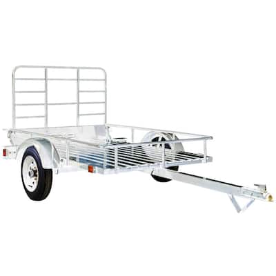 4 ft. x 6 ft. 1,295 lbs. Payload Capacity Open Rail Galvanized Steel Utility Flatbed Trailer