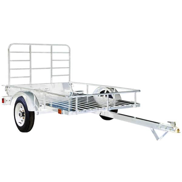 DK2 4 ft. x 6 ft. 1,295 lbs. Payload Capacity Open Rail Galvanized Steel Utility Flatbed Trailer