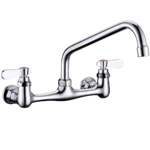 Wall Mount Double Handle Bridge Faucet Kitchen Faucet with 10 in . Swing Spout in Chrome