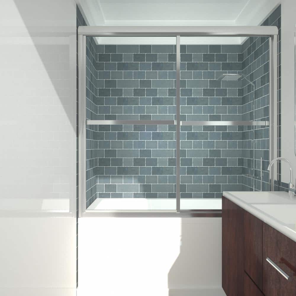 59'' Chrome Framed Sliding Tub Door with Clear Glass
