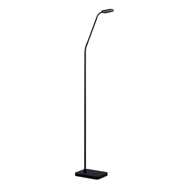 Kendal Lighting TAVV 60 in. Black Contemporary 1-Light Dimmable Standard Floor Lamp for Living Room with Metal Rectangular Shade