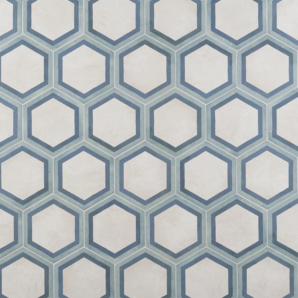 Dash Deco Ocean Cielo Matte Hexagon Porcelain Floor and Wall Tile