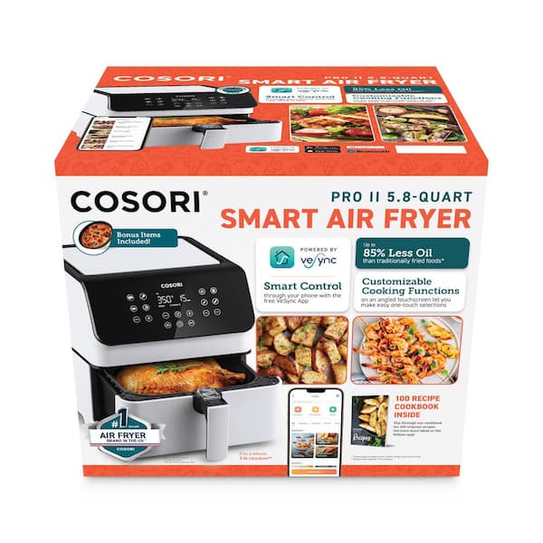 Cosori Pro XLS II Smart 5.8 qt. Black Digital Air Fryer with Pizza Pan  KAAPAFCSSUS0035 - The Home Depot