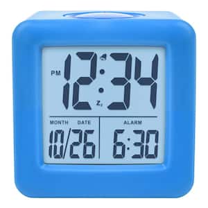 Blue Soft Cube LCD Alarm Clock with Smart Light