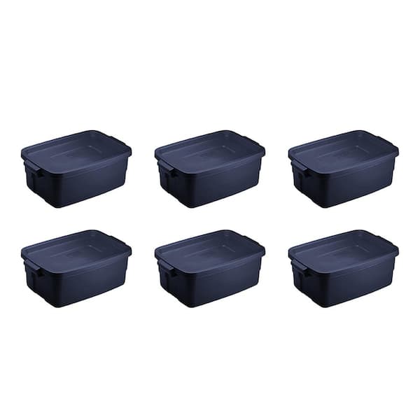 Rubbermaid Roughneck 3 Gal. Rugged Storage Tote Container, Blue (6-Pack)
