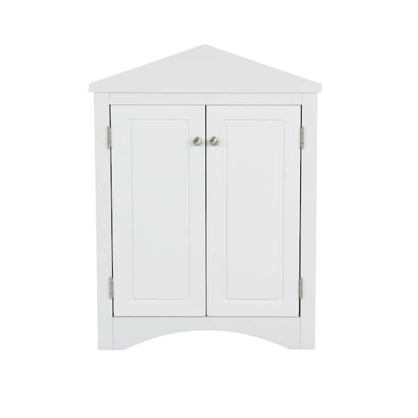 Polibi 17.2 in. W x 31.5 in. H x 17.2 in. D White Triangle Bathroom Storage Wall Bath Cabinet with Adjustable Shelves