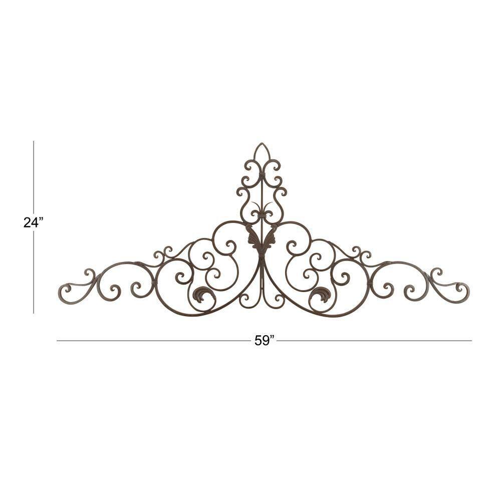 Brown Metal Rustic Floral Scroll Wall Decor, 59" x 24"