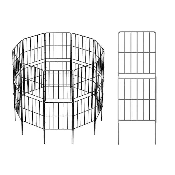 Oumilen 37.5 in. (H) x 13 in. (W) Decorative Garden Fence Enclosure Rust Resistant Metal Panel Animal Barrier Square (10-Pieces)