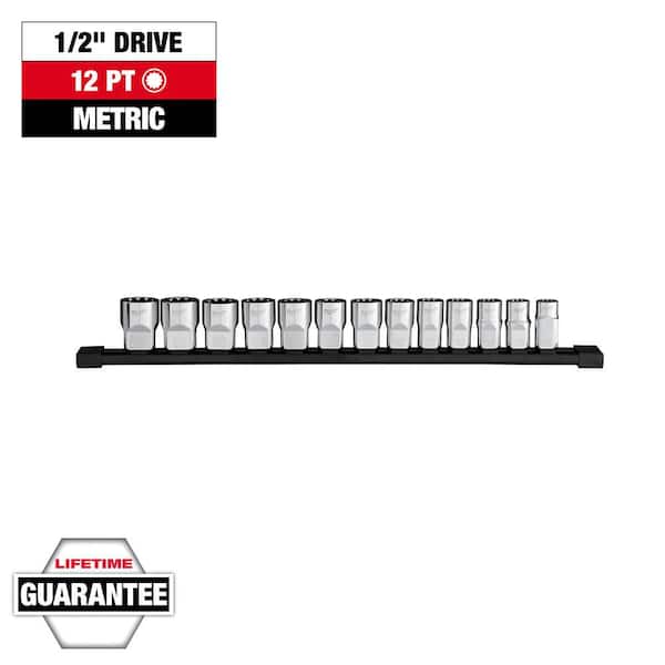1/2 in. Drive Metric 12-Point Socket Set (13-Piece)