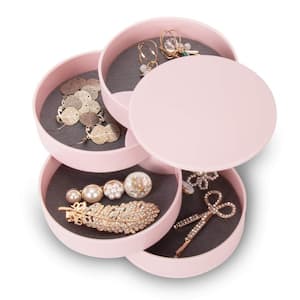 5-Layer Pink Jewelry Tray Case with Lid