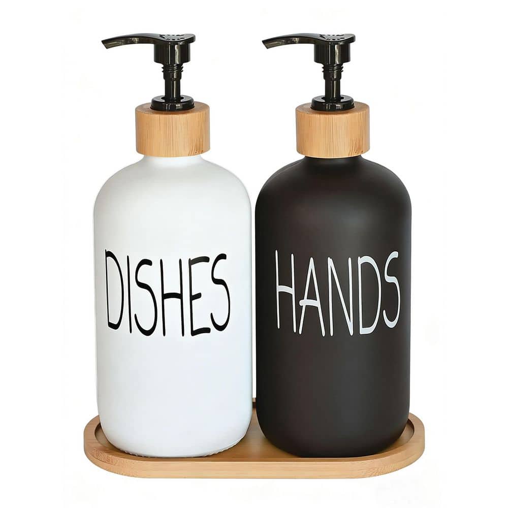 Black & White Soap Dispenser Set Lotion Dispenser, Contains Hand and Dish Soap Dispenser, Suitable for Kitchen Decor price history on PriceWatchPro