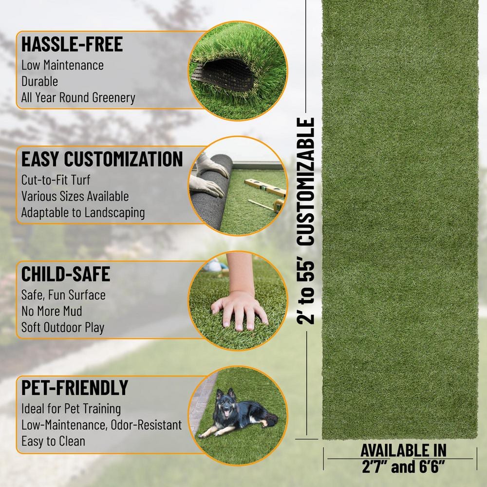 Green Waterproof Indoor/Outdoor Artificial Grass Rug, 2'7" x 3'