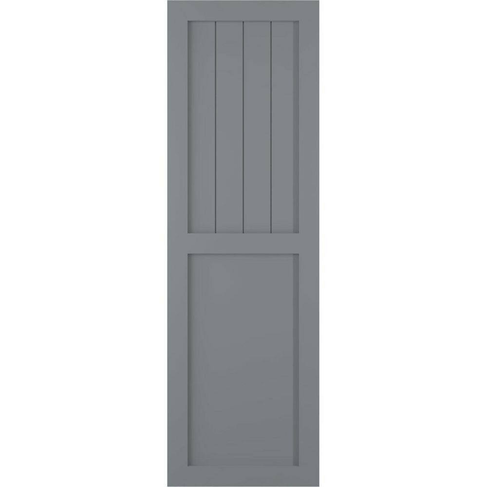 12 in. x 28 in. True Fit PVC Farmhouse/Flat Panel Combination Fixed Mount Board and Batten Shutters Pair in Ocean Swell price history on PriceWatchPro