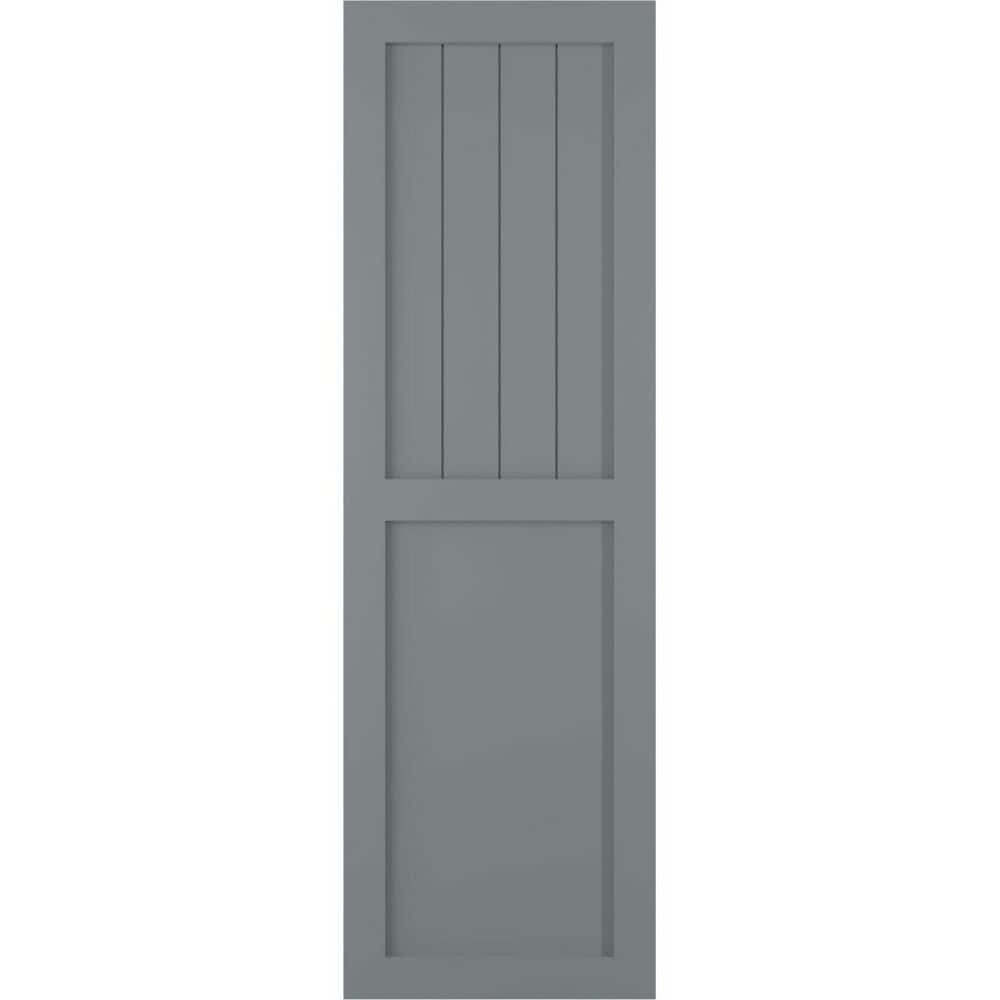 12 in. x 58 in. True Fit PVC Farmhouse/Flat Panel Combination Fixed Mount Board and Batten Shutters Pair in Ocean Swell price history on PriceWatchPro