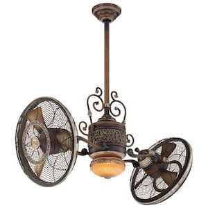 Traditional Gyro 42 in. Integrated LED Indoor Belcaro Walnut Ceiling Fan with Wall Control