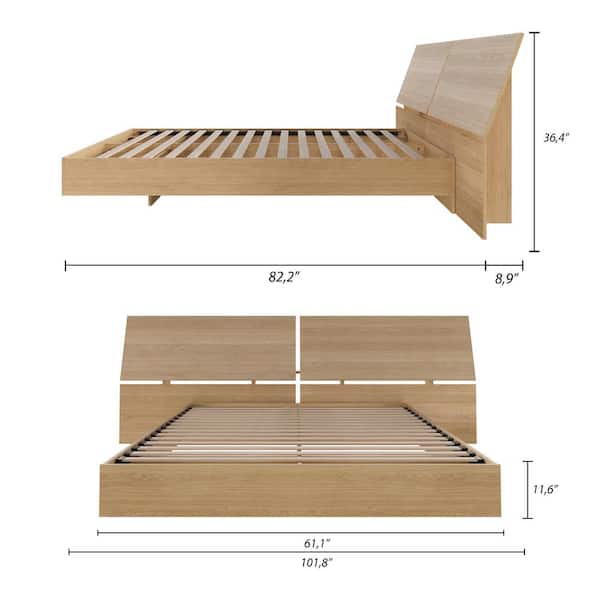 Nexera Fiji Natural Maple Queen Size Platform Bed and