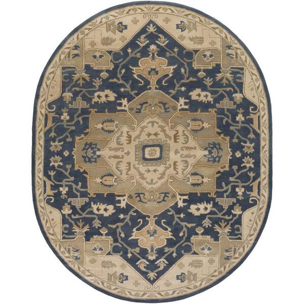 Livabliss Demetrios Navy 8 ft. x 10 ft. Indoor Oval Area Rug