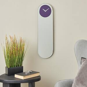 Purple Glass Decorative Wall Clock with Silver Clock Hands