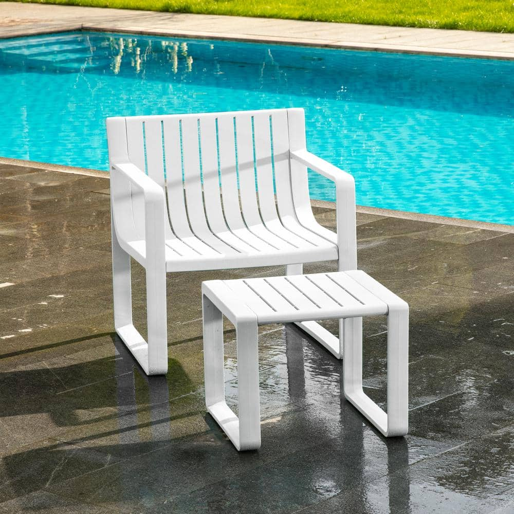 White All-Weather 2-Piece Resin Patio Lounge Chair with Footrest -  Werph, LSP2W