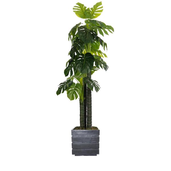 VINTAGE HOME 78 in. Tall Indoor-Outdoor Monstera Ceriman Artificial Indoor/ Outdoor Lifelike Faux in Fiberstone Pot