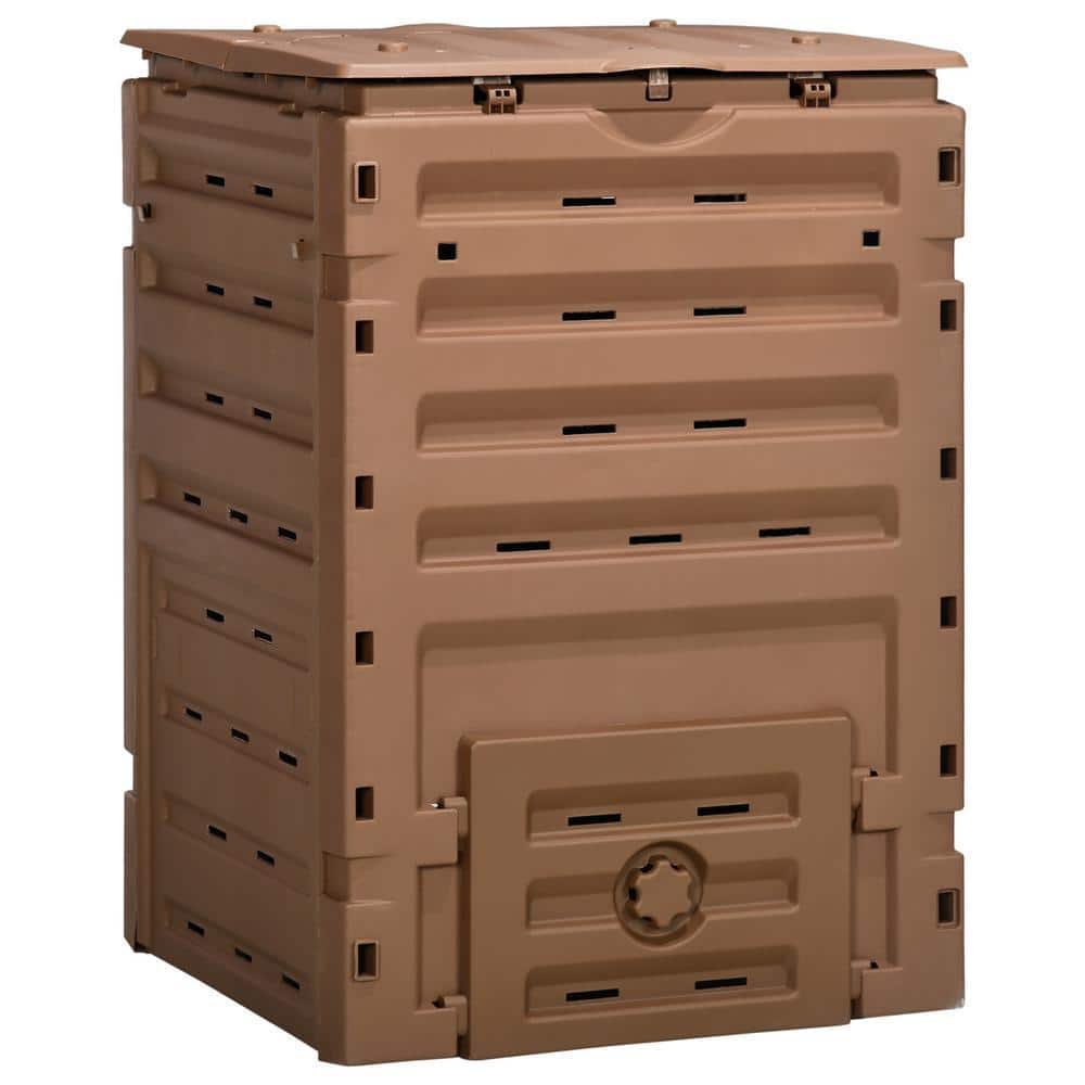 Sudzendf 120 Gal. Brown Garden Composter with 80-Vents and 2-Sliding ...