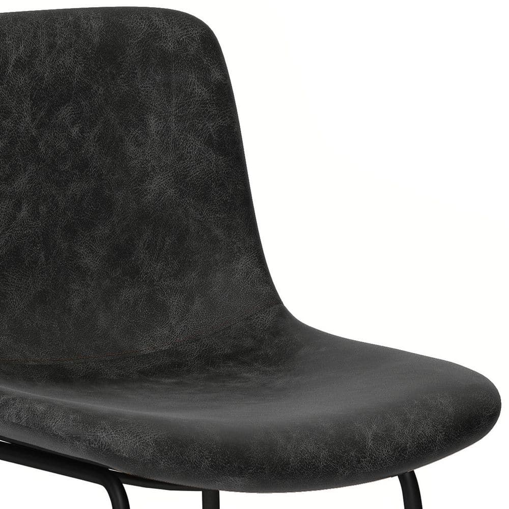 Jolie Distressed Charcoal Grey Faux Leather Counter Height Stools