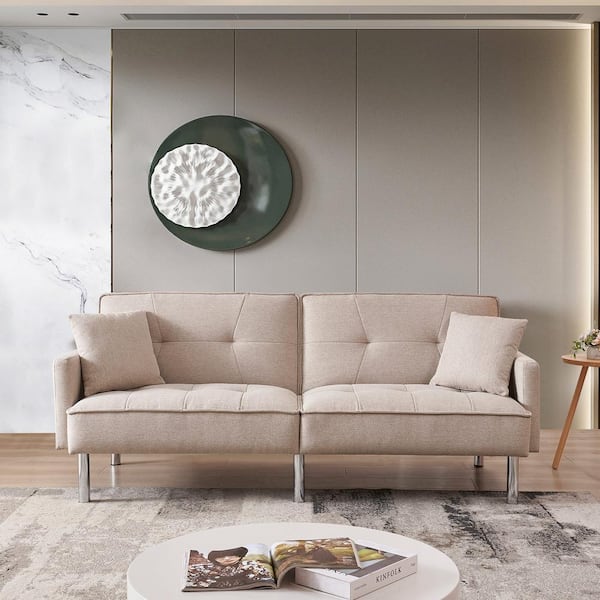 OS Home and Office Furniture Modern Series 85 in. Beige Velvet