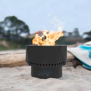 The Ridge NFL 15.7 in. x 12.5 in. Round Steel Smokeless Wood Pellet Portable Fire Pit with Bag, Screen-Carolina Panthers