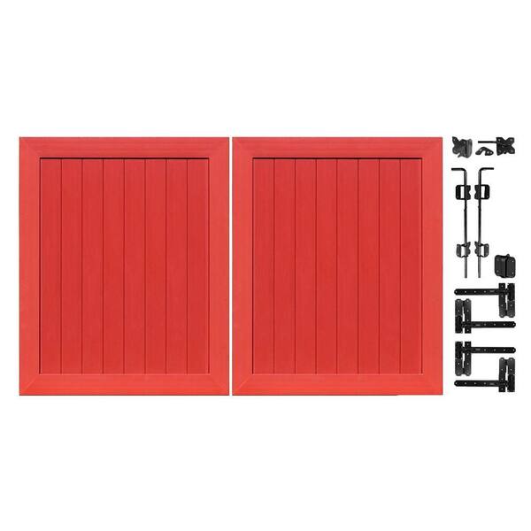 Veranda Pro Series 5 ft. W x 6 ft. H Barn Red Vinyl Anaheim Privacy Double Drive Through Fence Gate