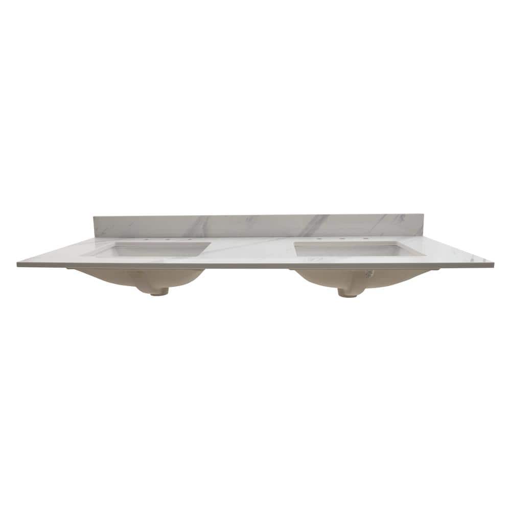 Calacatta White Marble Double Sink Vanity Top with Backsplash