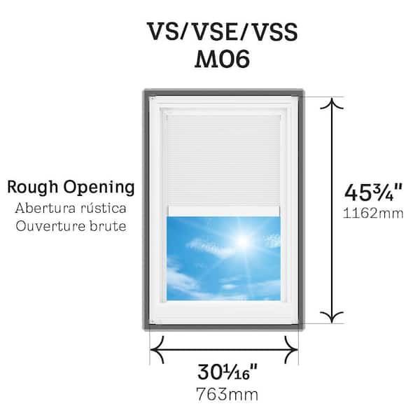 30-1/16 x 45-3/4 in. Manual Venting Deck Mount Skylight with Laminated LowE3 Glass, Solar Powered Room Darkening Shade