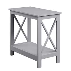 Oxford 12 in. W Gray Standard Height Chairside Rectangle Wood Top End Table with Shelf