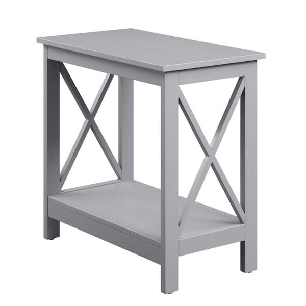Convenience Concepts Oxford 12 in. W Gray Standard Height Chairside Rectangle Wood Top End Table with Shelf